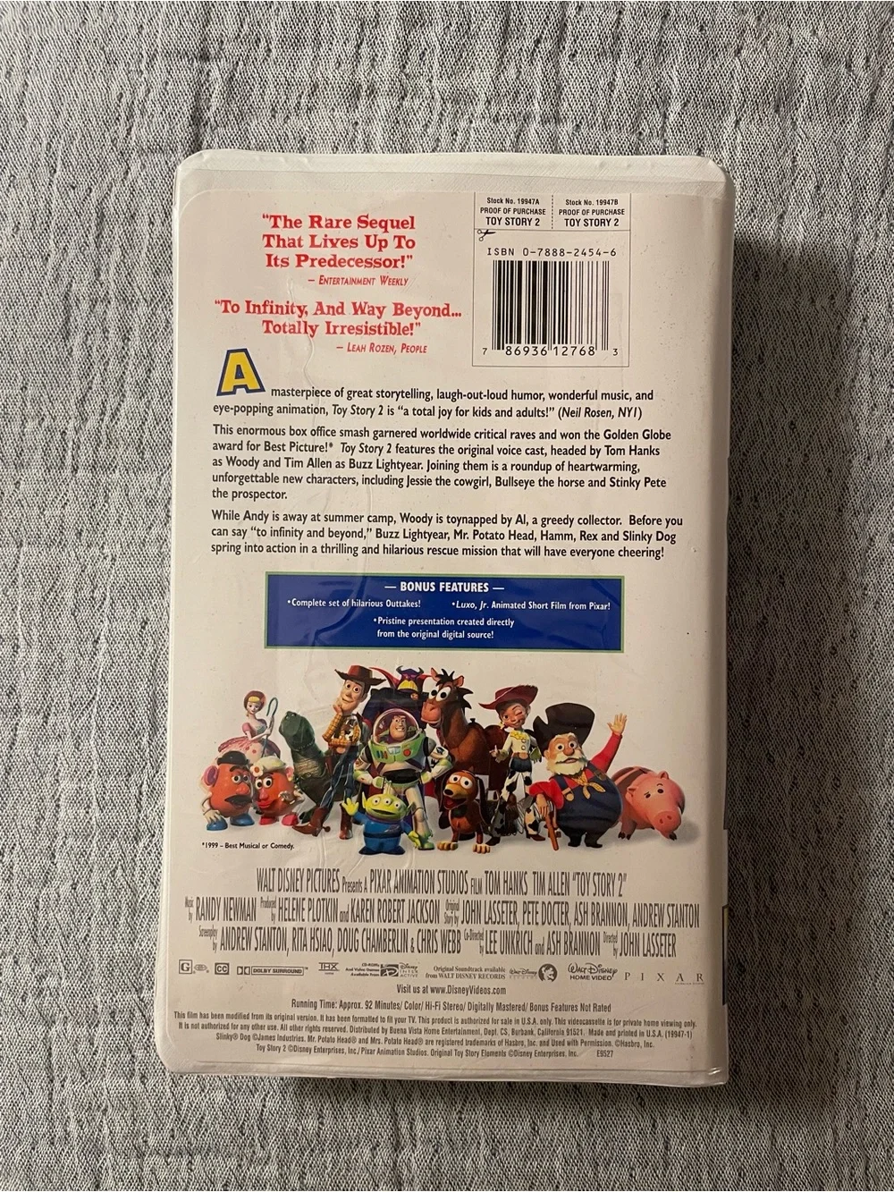 Disney Toy Story 2 VHS Case White with Multicolor Logo